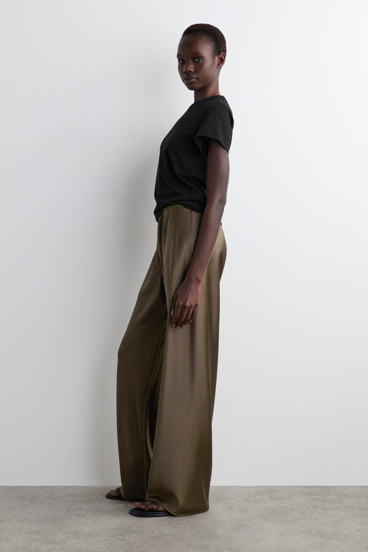 Satin Wide-Leg Trousers