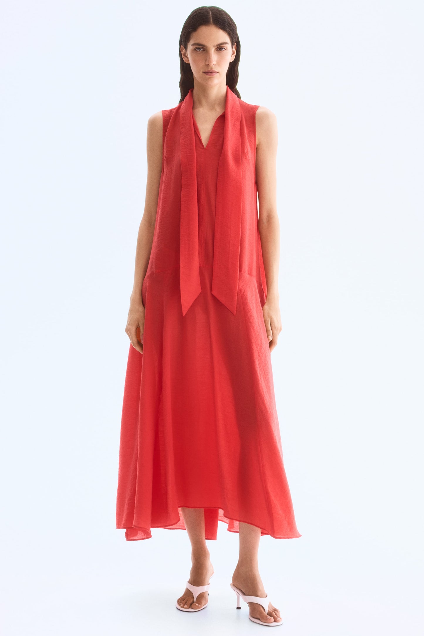 Tie-neck organza dress