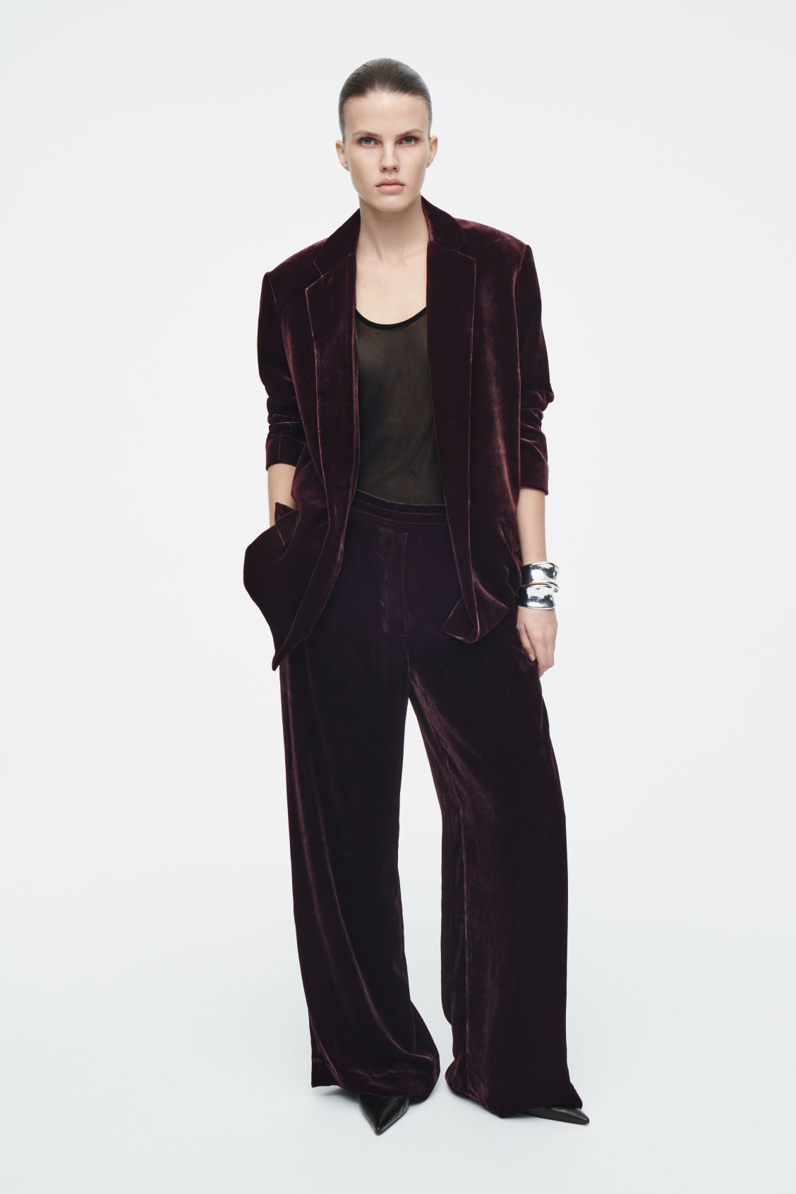 Silk-blend velvet trousers