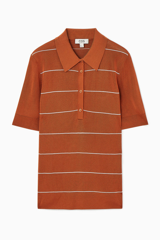 Striped knitted polo shirt