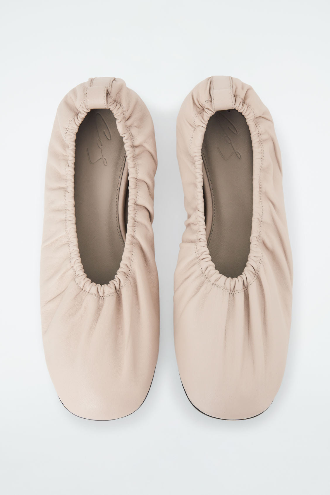 The ruched leather ballet flats
