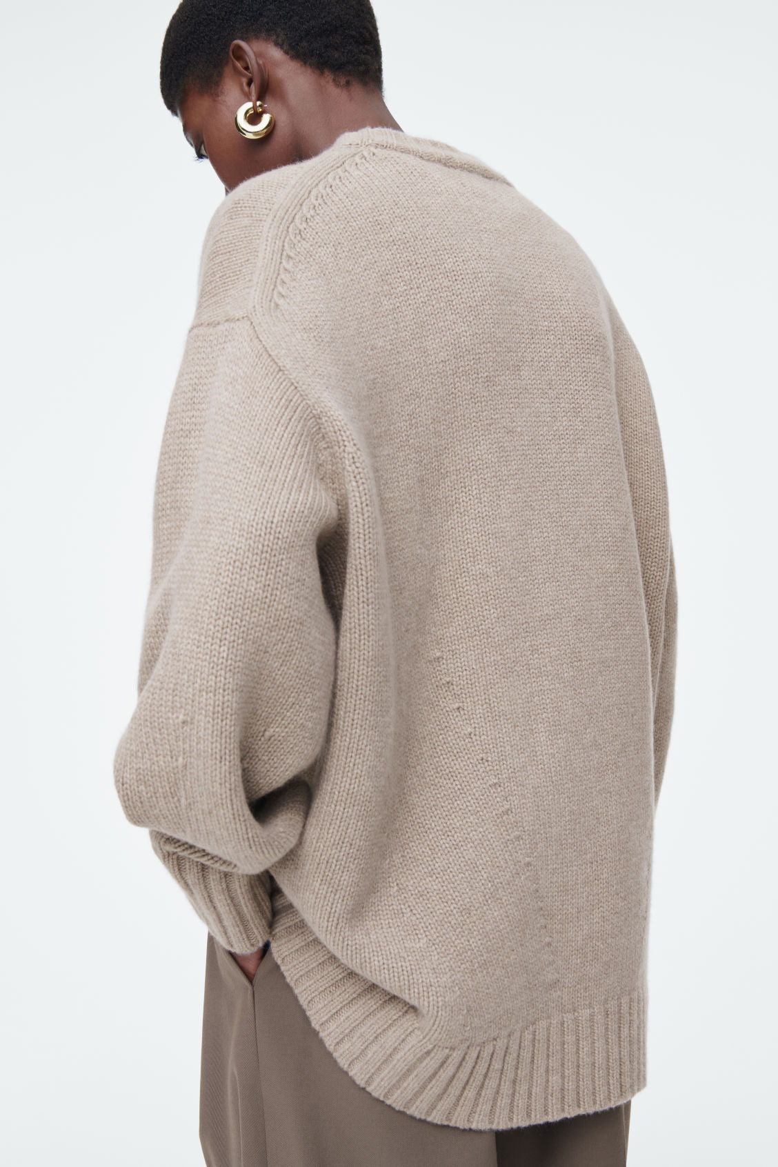 Chunky pure cashmere crew-neck jumper