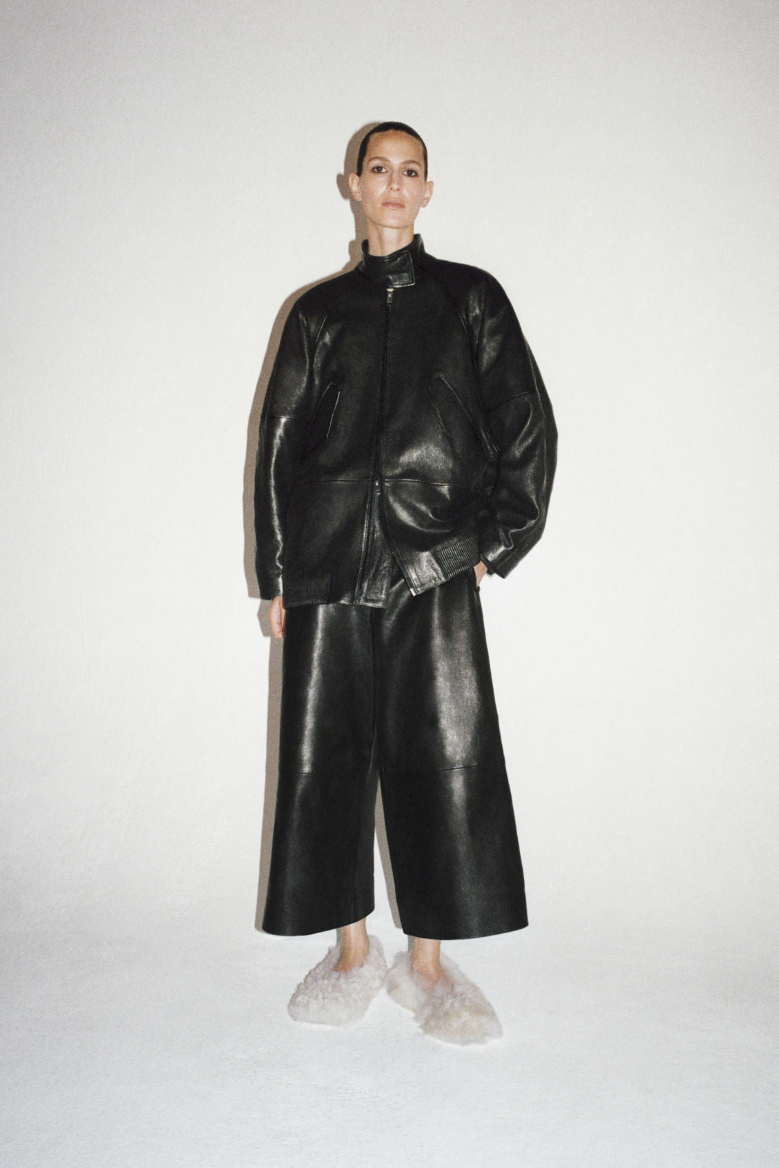 The leather barrel-leg culottes