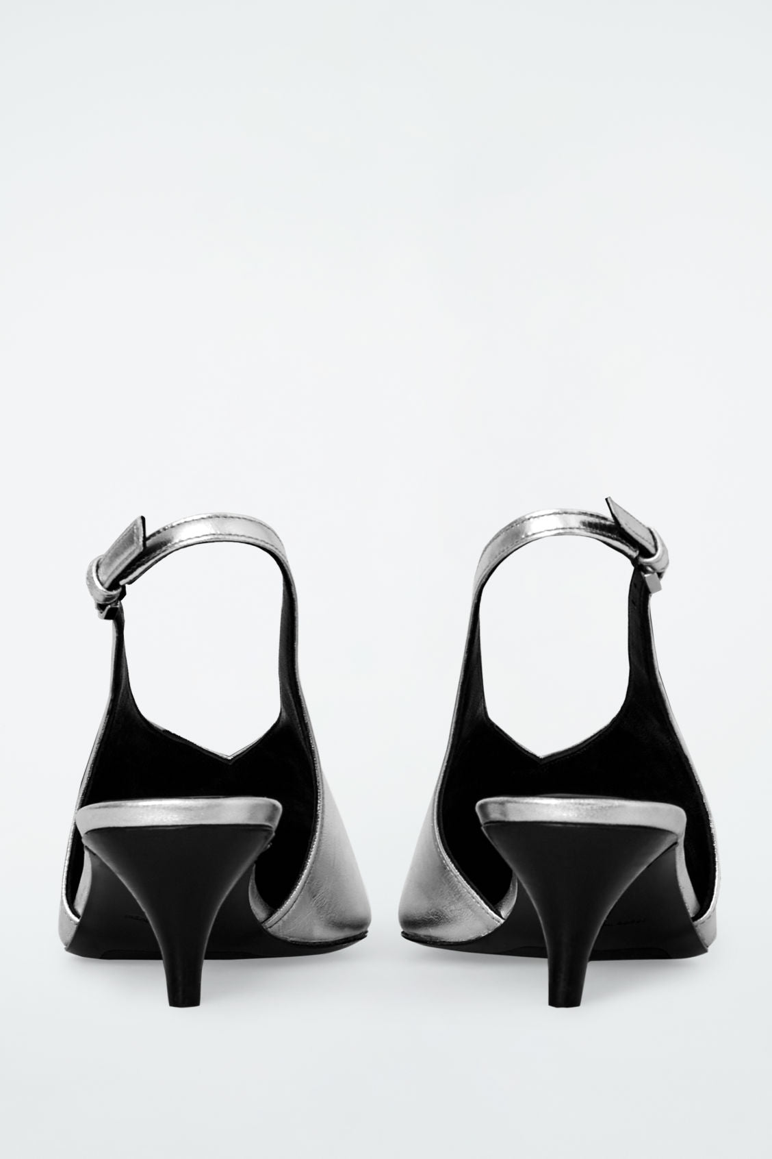 Pointed leather slingback kitten heels