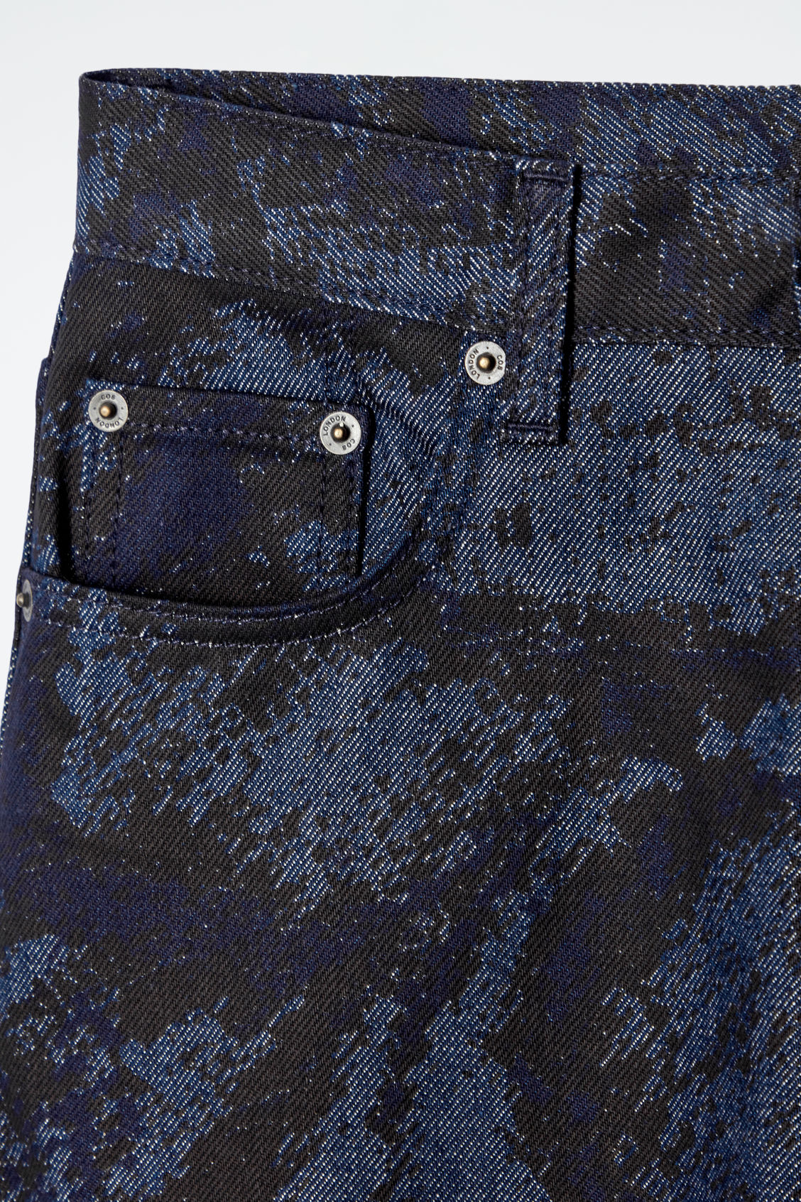 Bay jacquard barrel-leg jeans