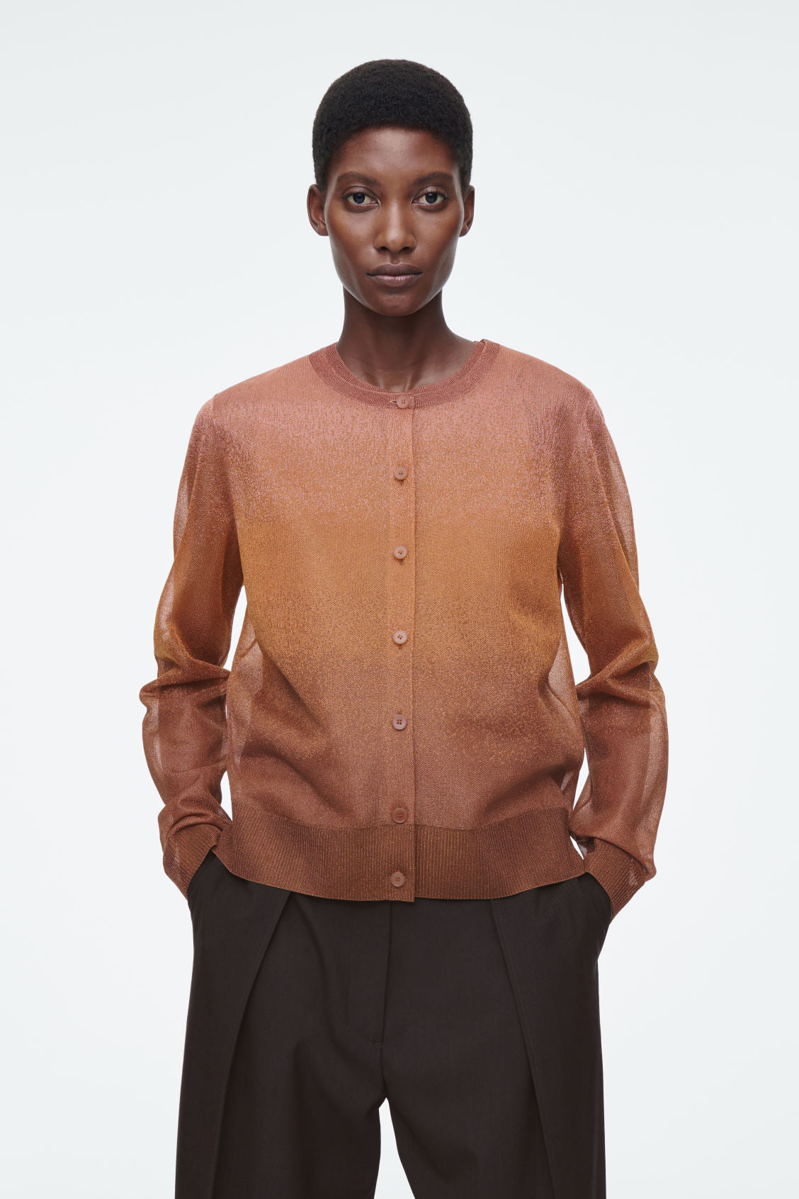 Sheer Fine-Knit Cardigan