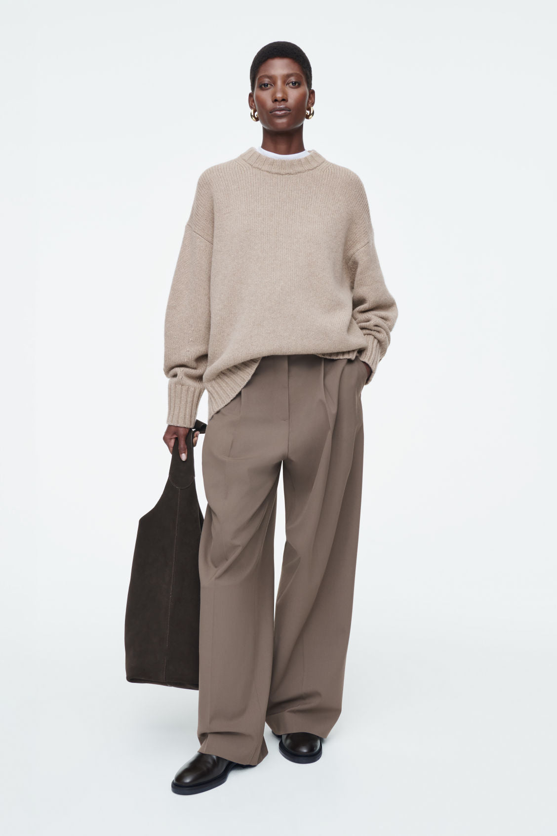 Chunky pure cashmere crew-neck jumper