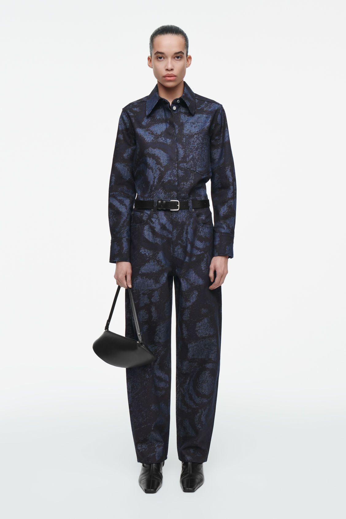 Bay jacquard barrel-leg jeans