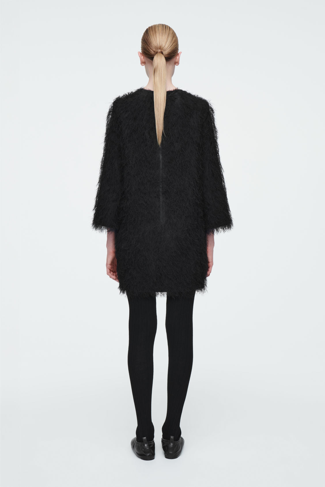 The feathered mini shift dress