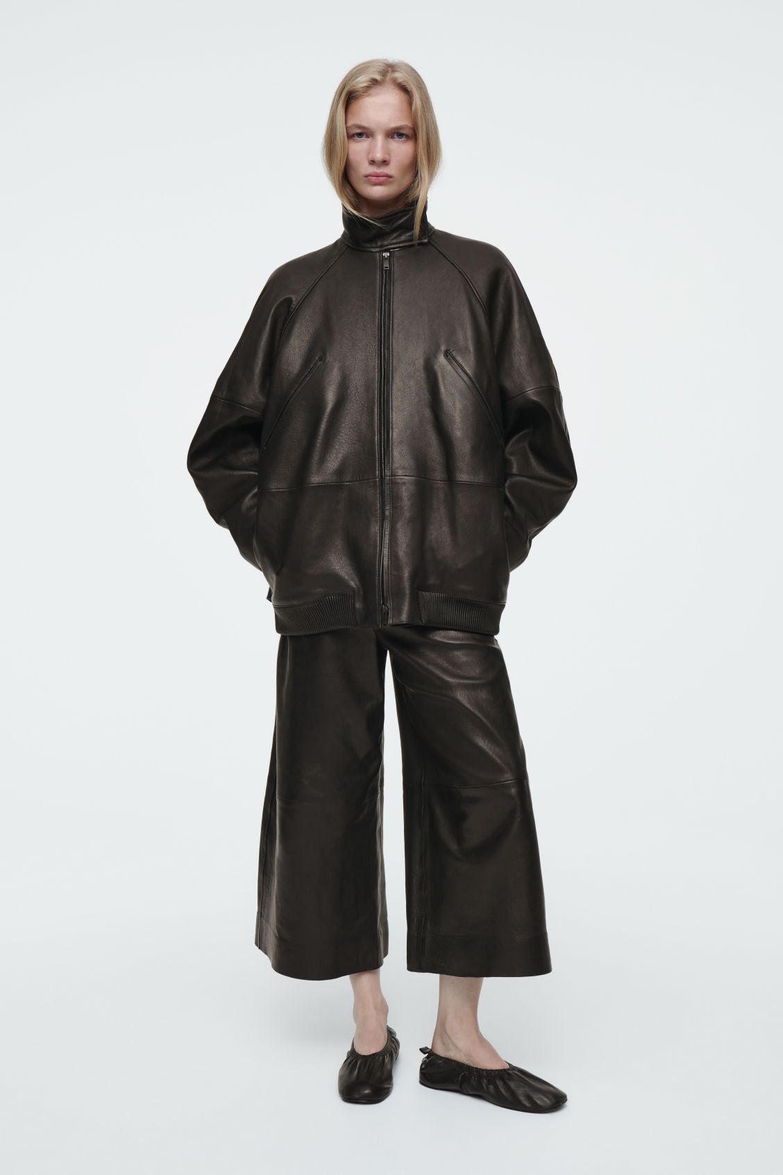The leather barrel-leg culottes