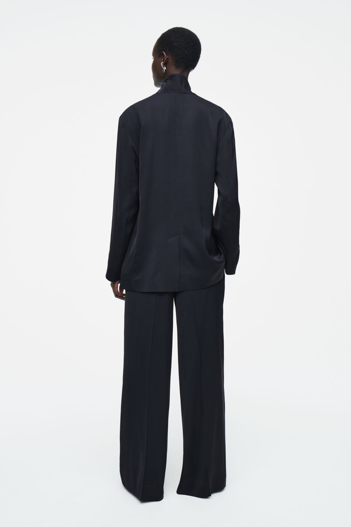 Tailored Satin Wide-Leg Trousers