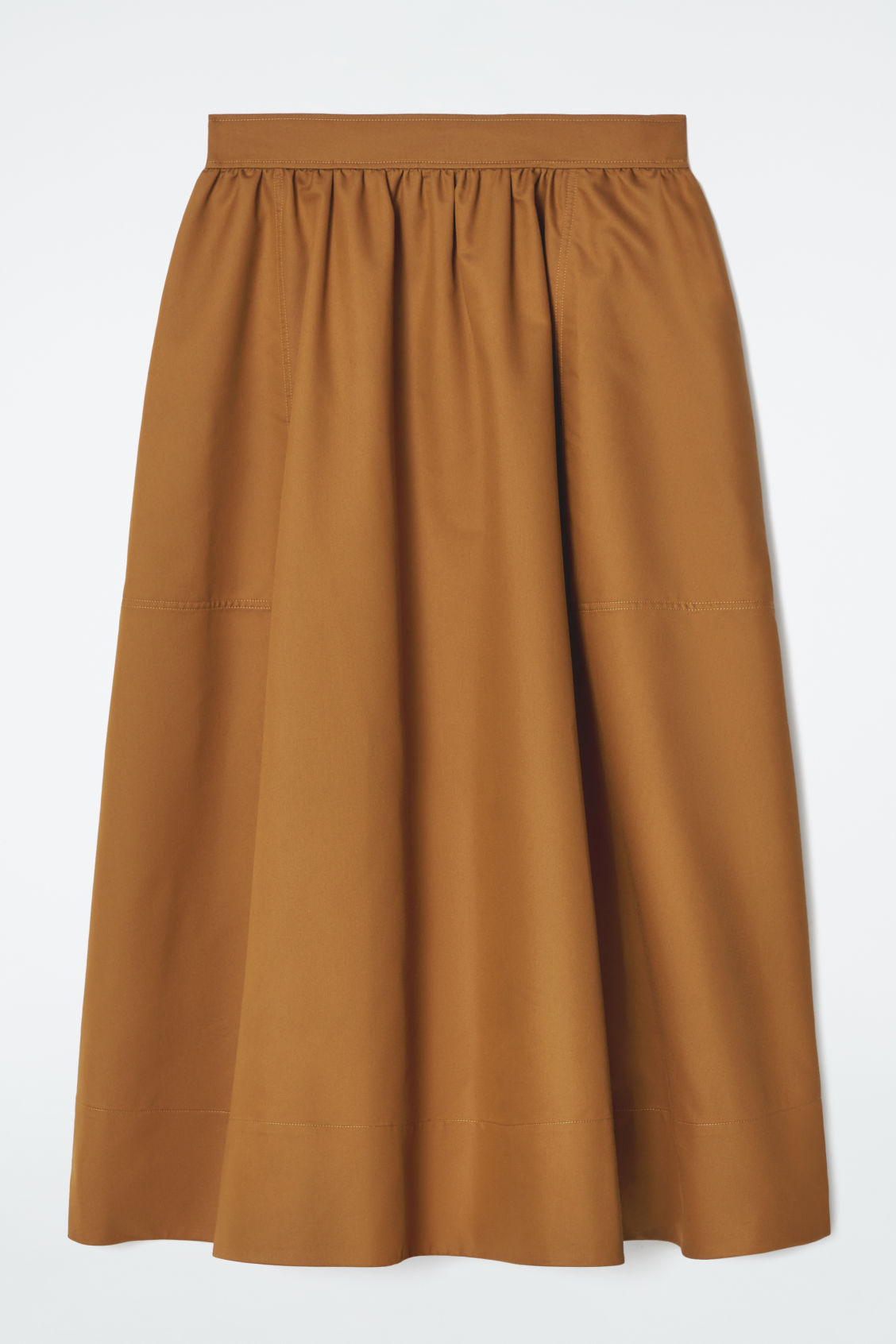 Gathered A-line midi skirt