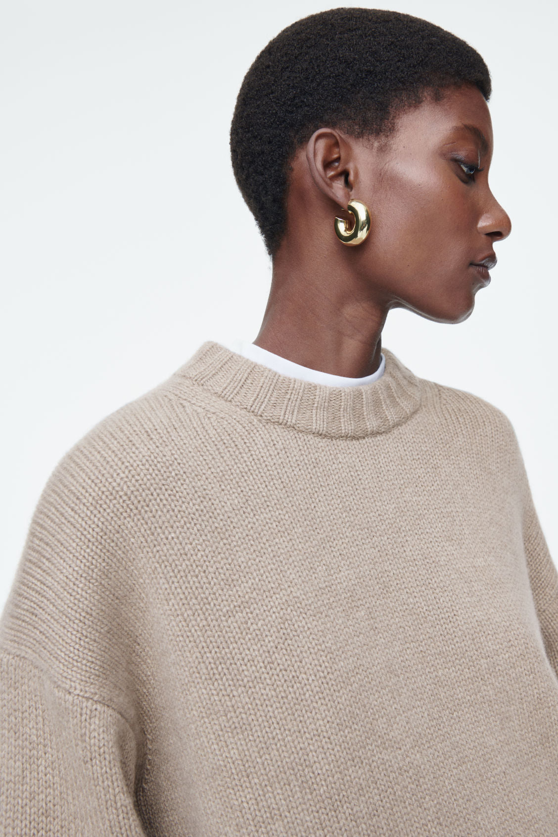 Chunky pure cashmere crew-neck jumper