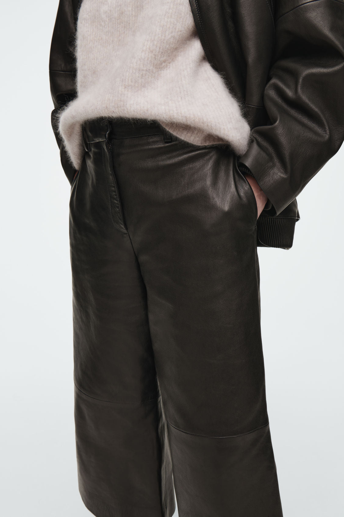 The leather barrel-leg culottes