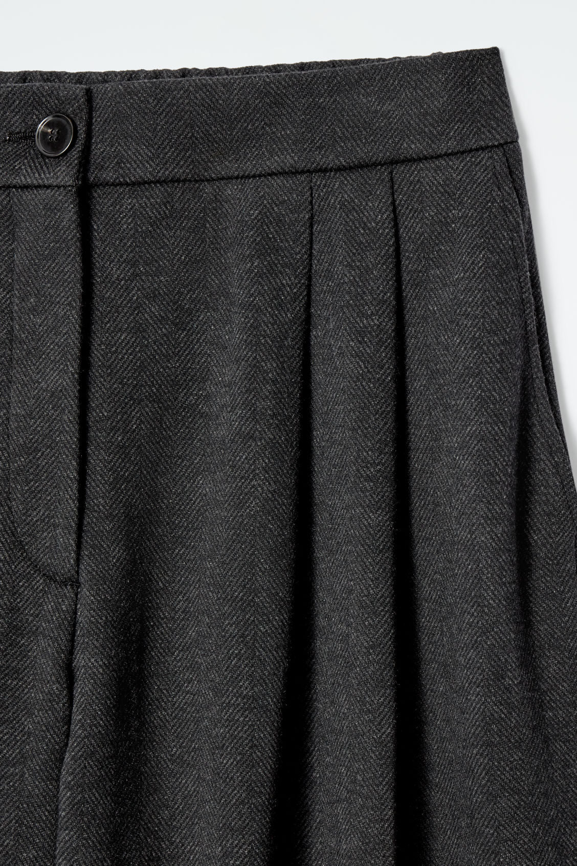 Pleated Wide-Leg Herringbone Trousers
