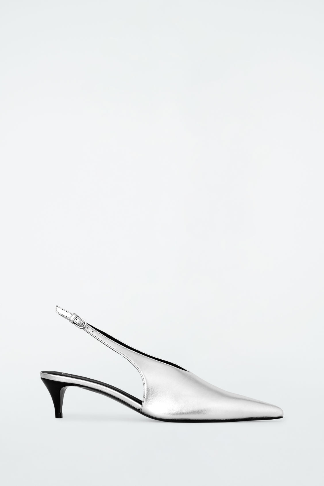 Pointed leather slingback kitten heels