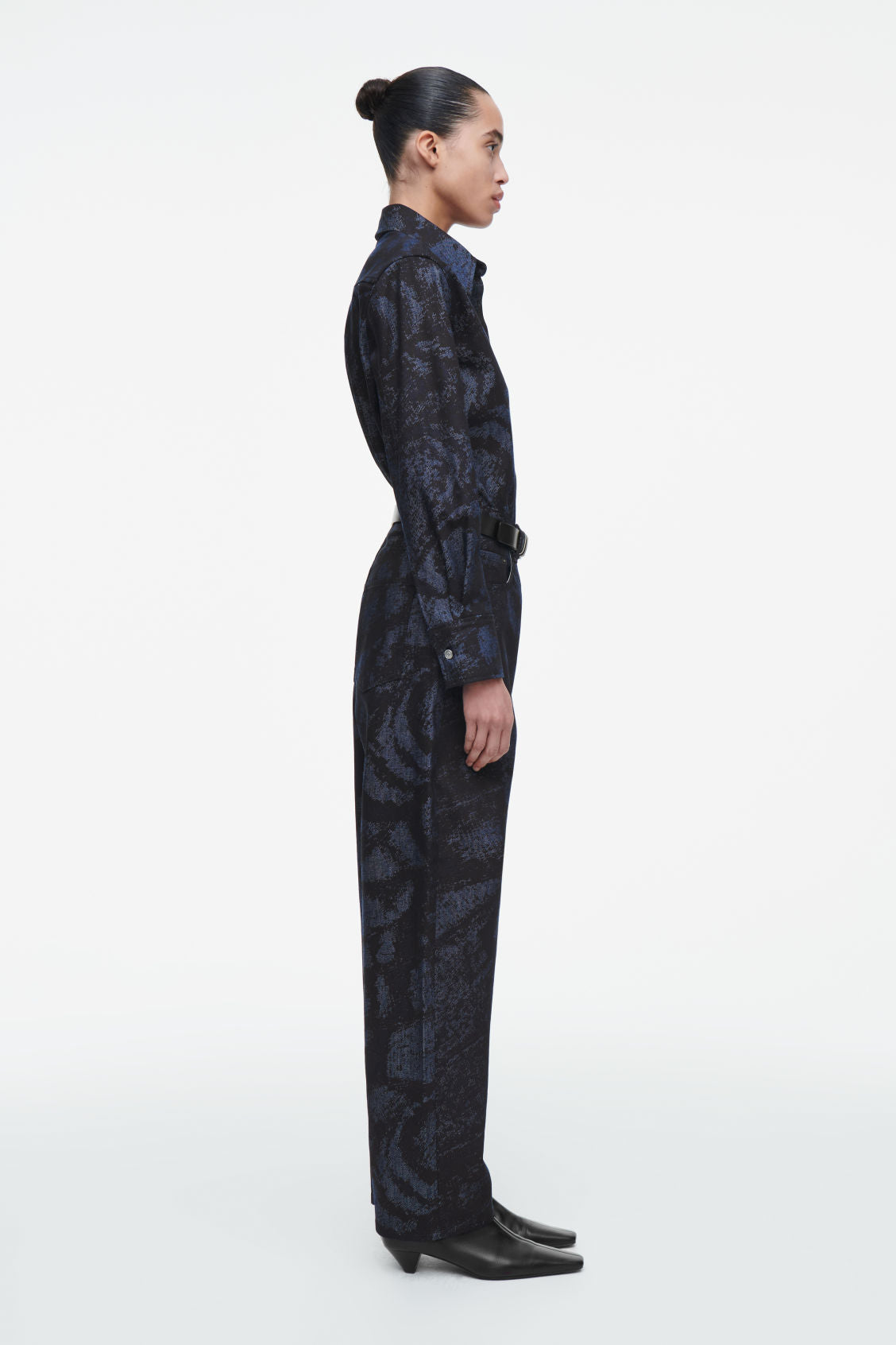 Bay jacquard barrel-leg jeans