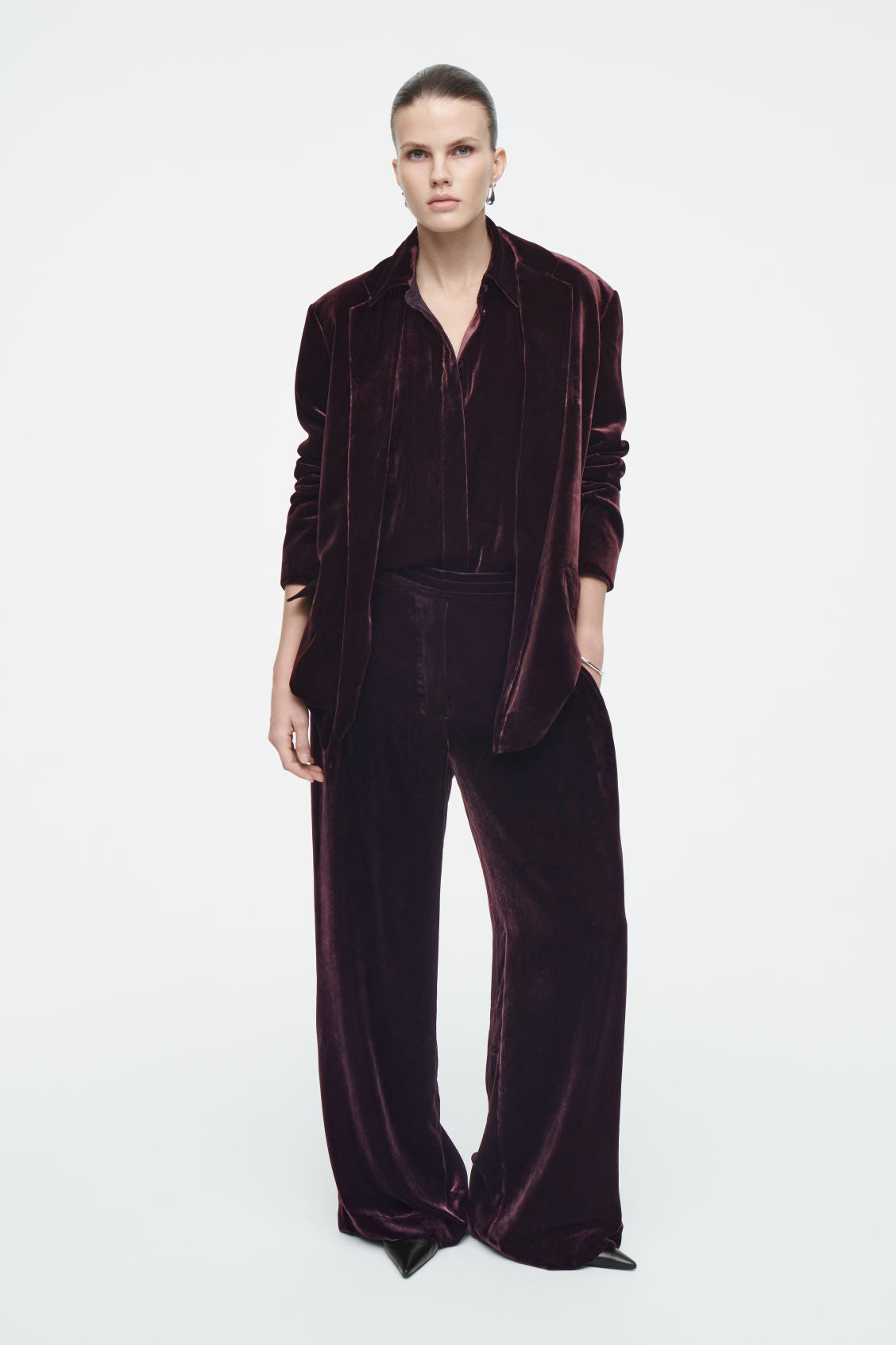 Silk-blend velvet trousers