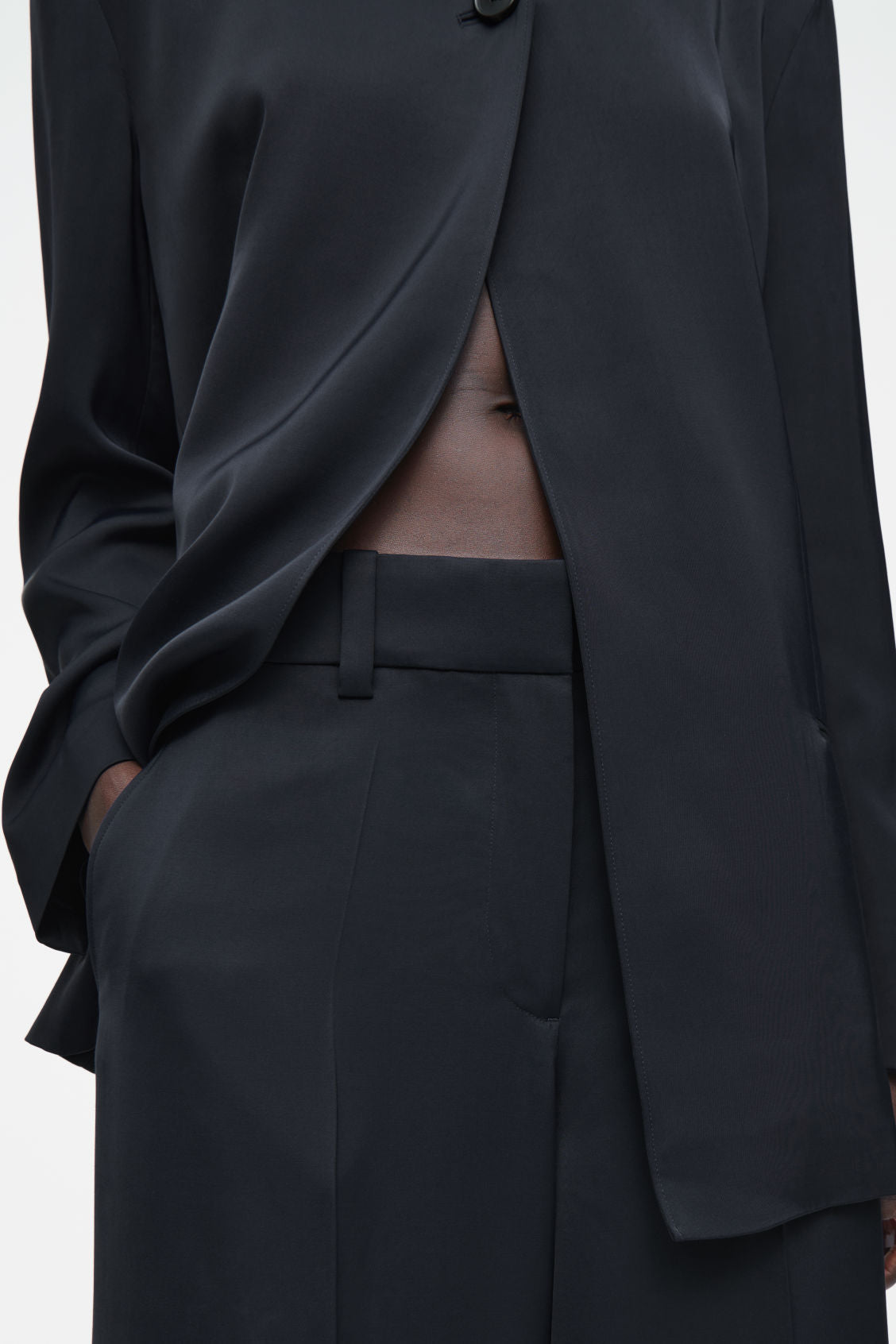 Tailored Satin Wide-Leg Trousers