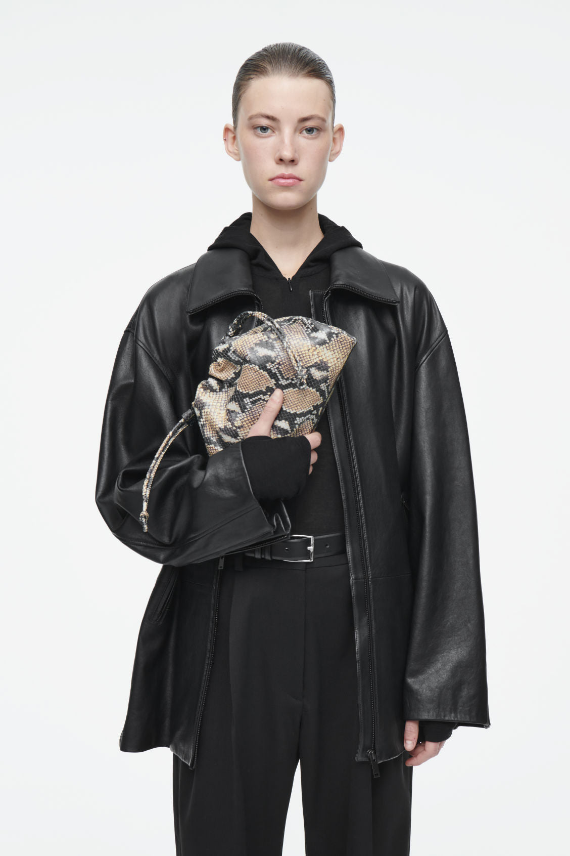 Mini leather Cavatelli clutch
