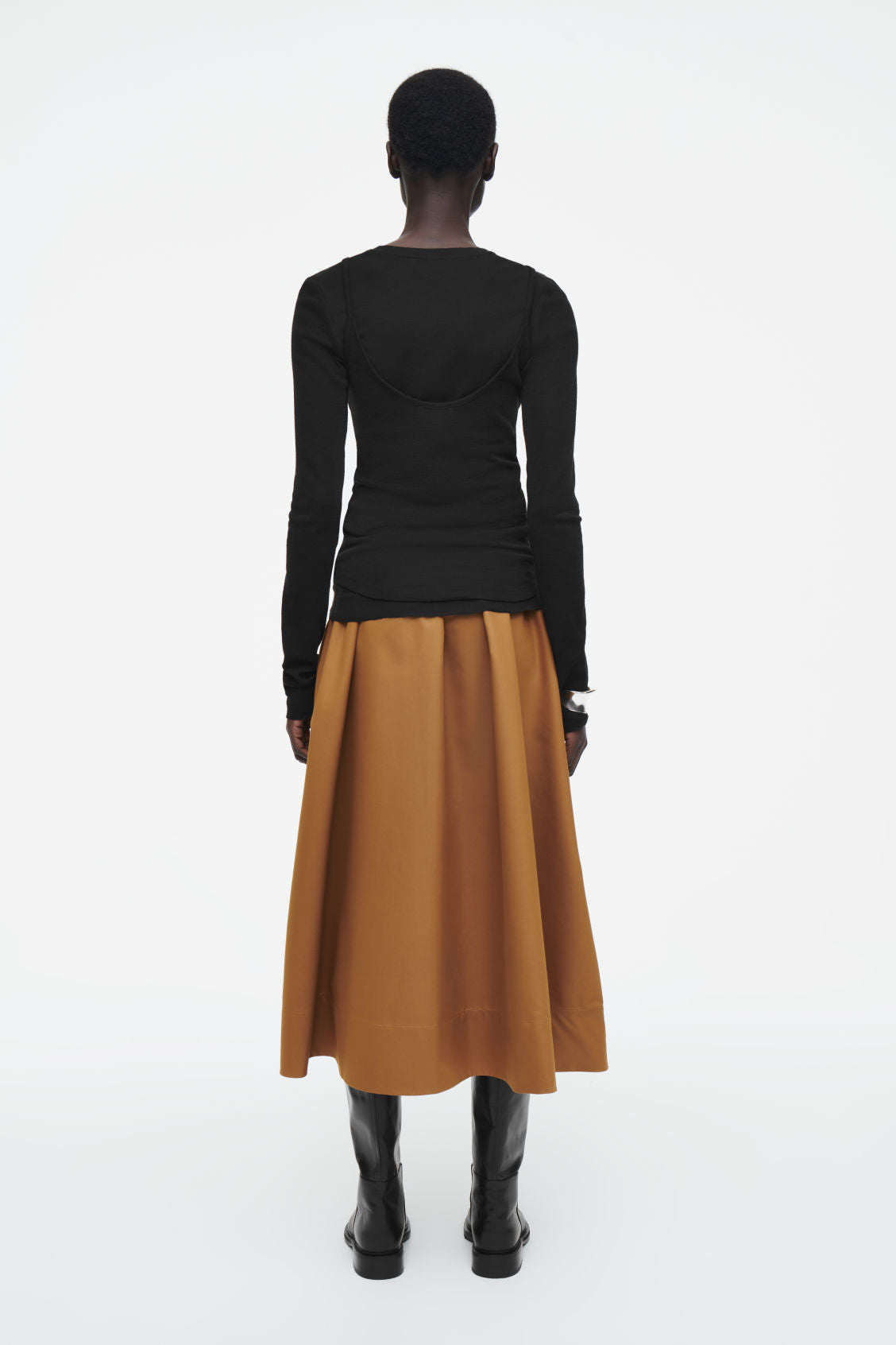 Gathered A-line midi skirt