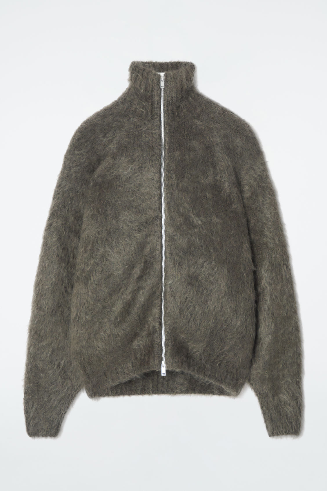 The brushed mohair zip-up jacket