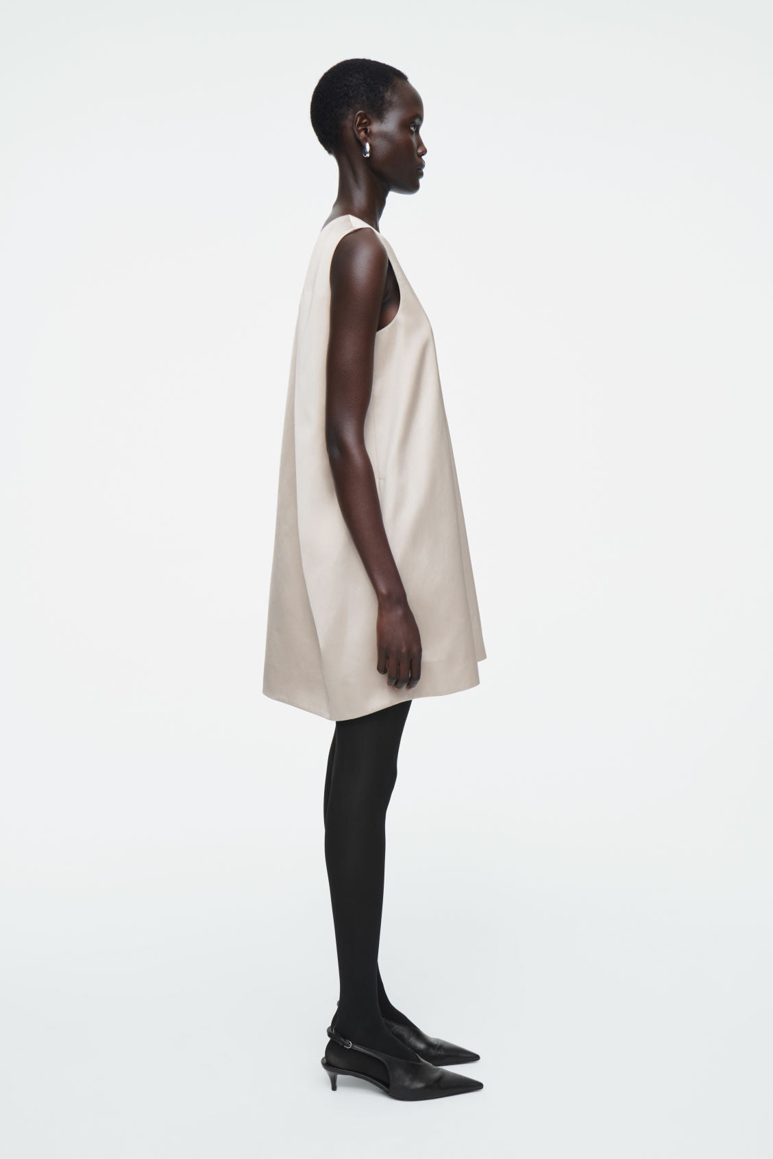Satin Racer-Neck Mini Dress
