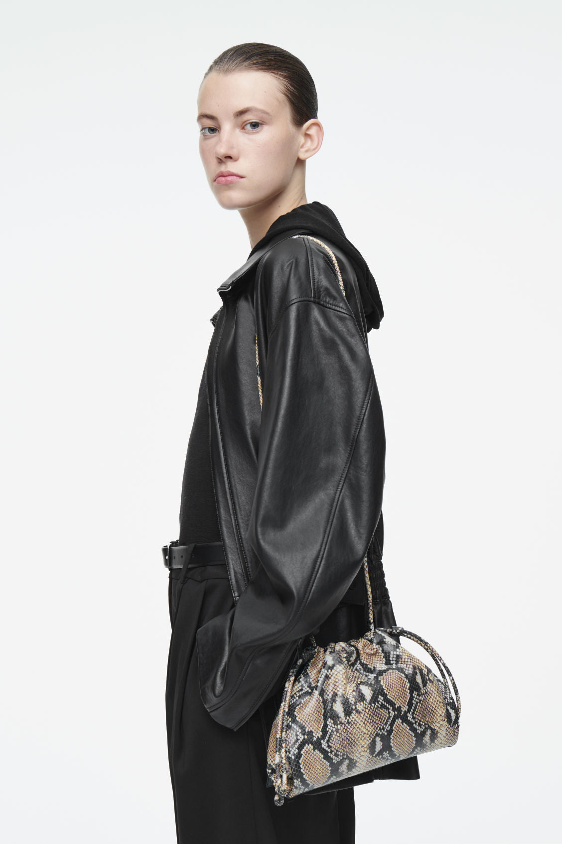Mini leather Cavatelli clutch