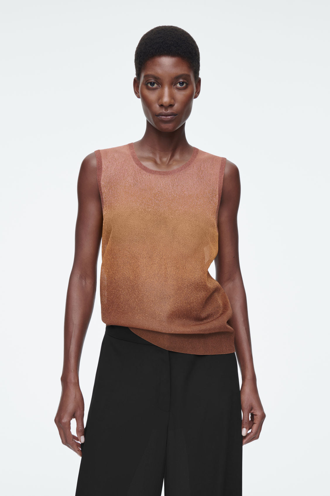 Sheer Fine-Knit Tank Top