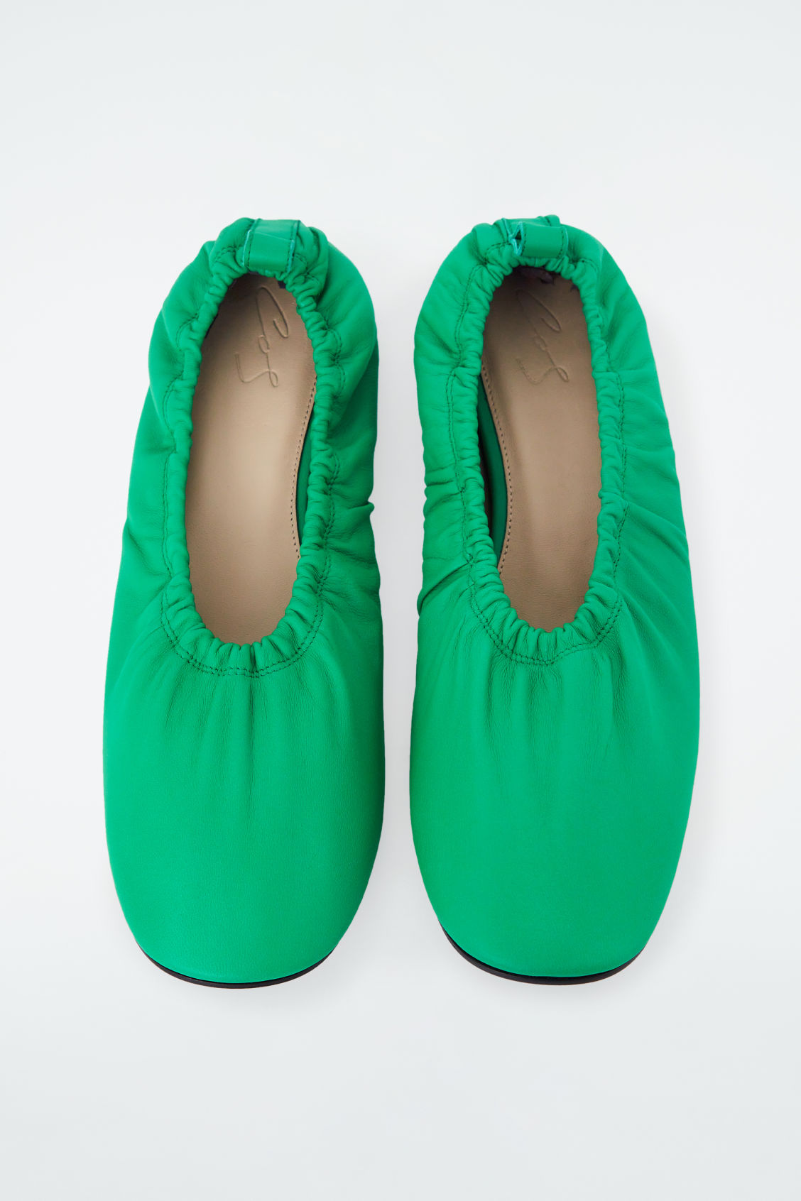 The ruched leather ballet flats