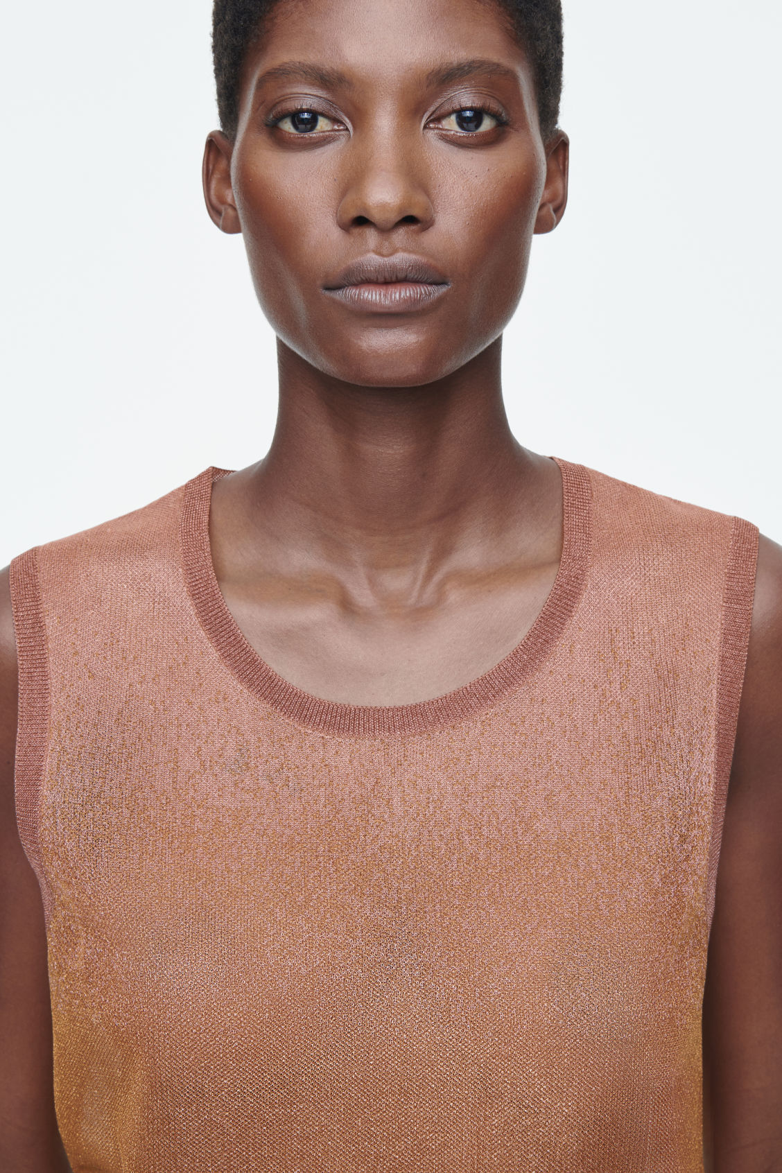 Sheer Fine-Knit Tank Top
