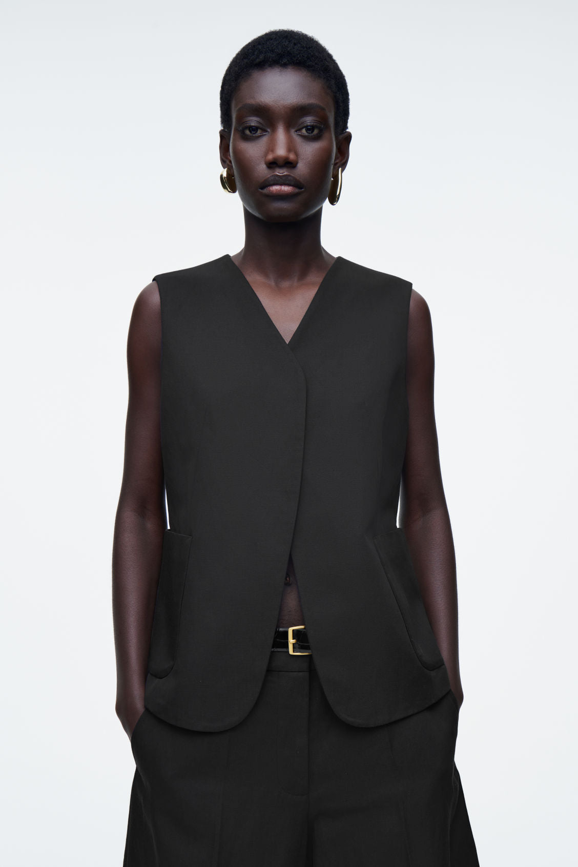 Wrap-front linen-blend waistcoat