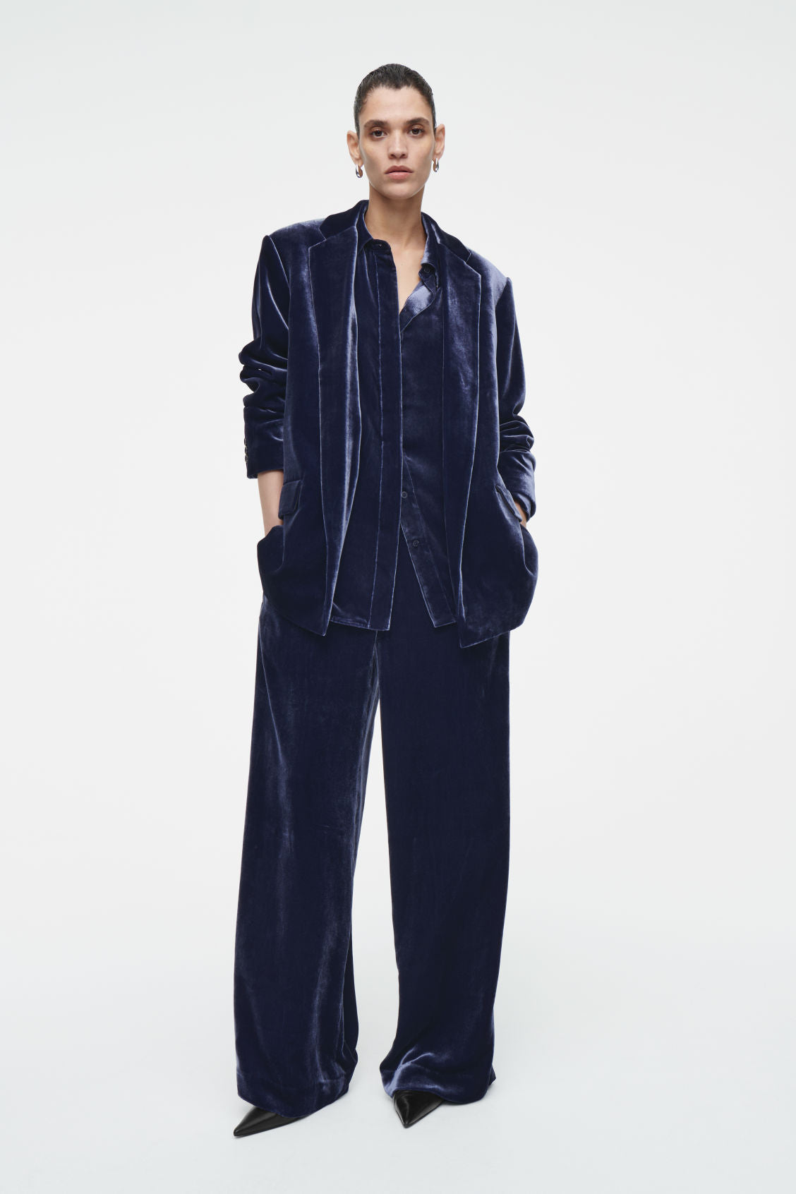 Silk-blend velvet trousers