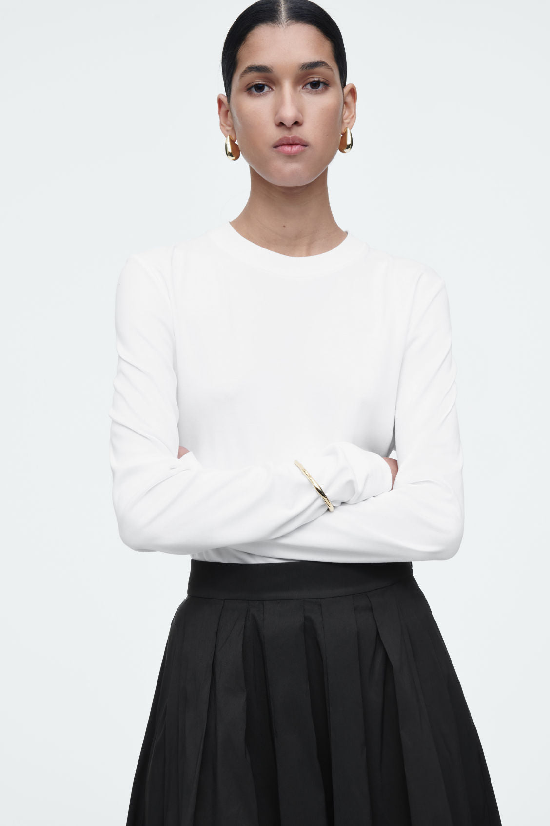 Pleated A-Line Midi Skirt