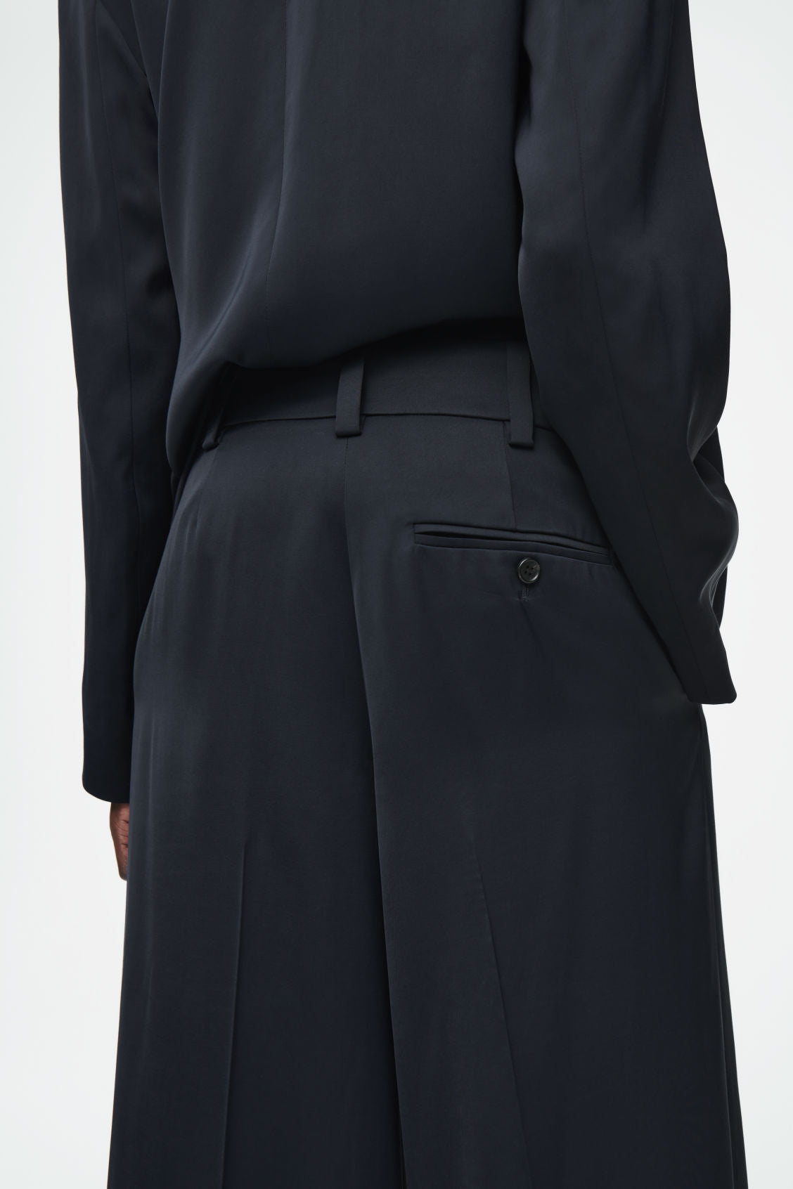 Tailored Satin Wide-Leg Trousers