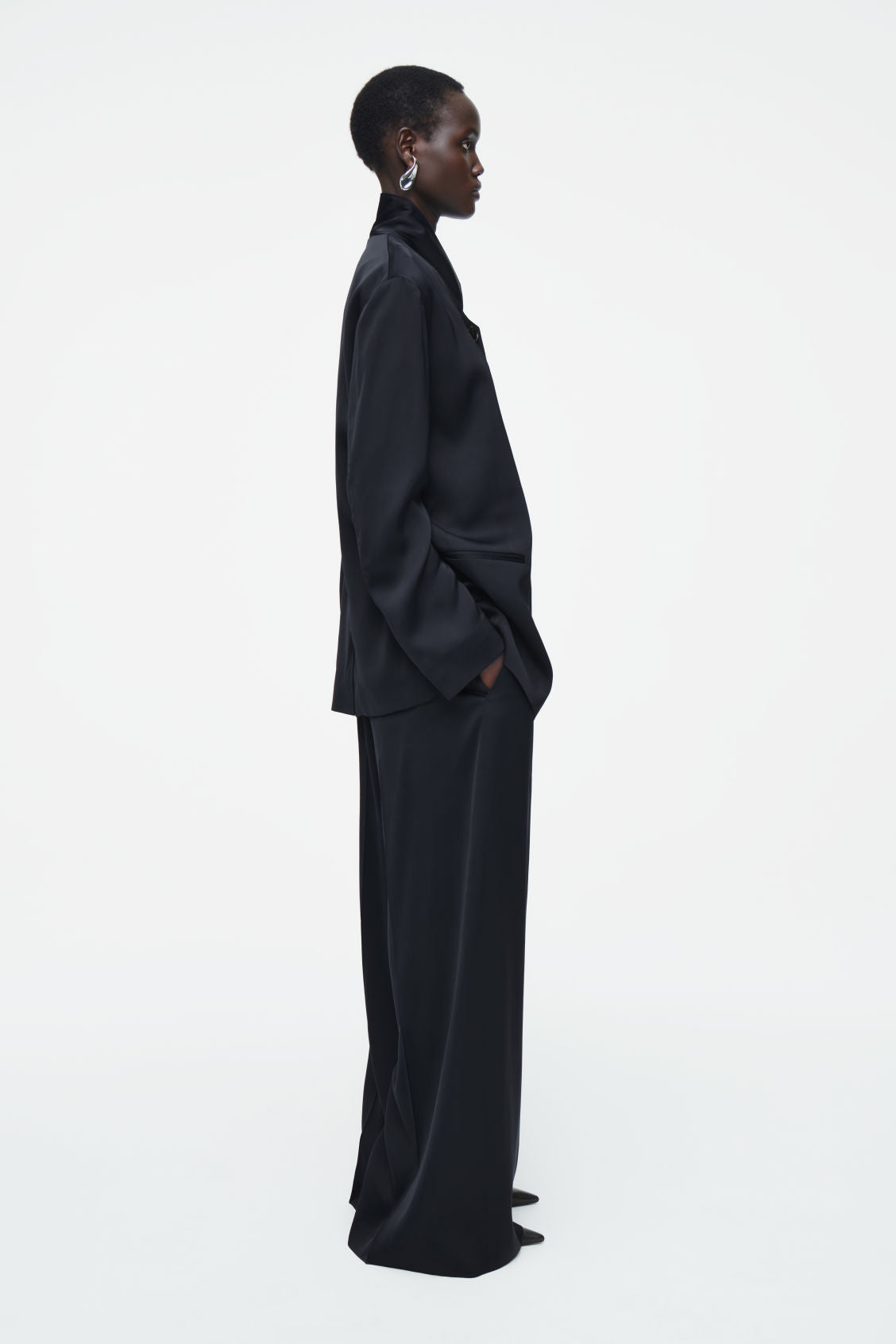 Tailored Satin Wide-Leg Trousers