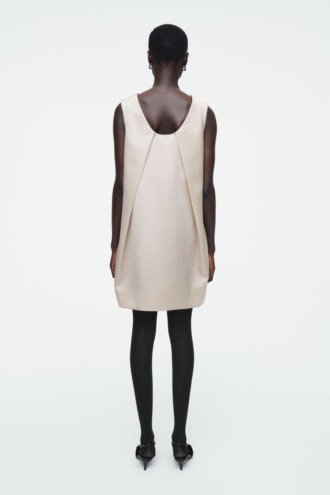 Satin Racer-Neck Mini Dress