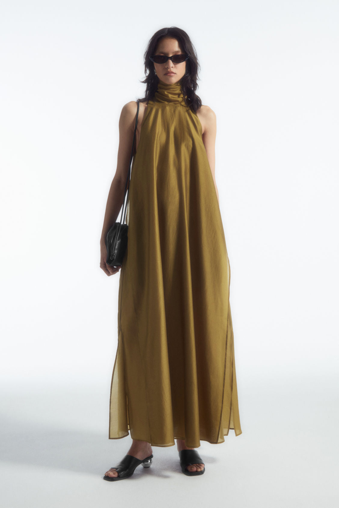 Halterneck A-line maxi dress