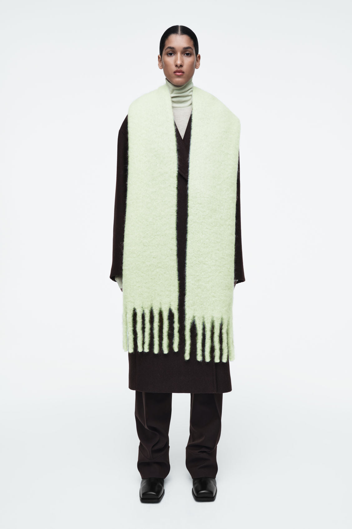 Fringed Brushed-Mohair Scarf