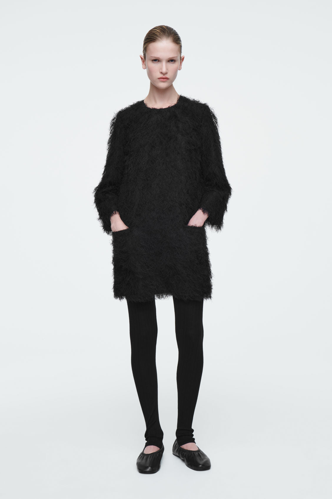 The feathered mini shift dress