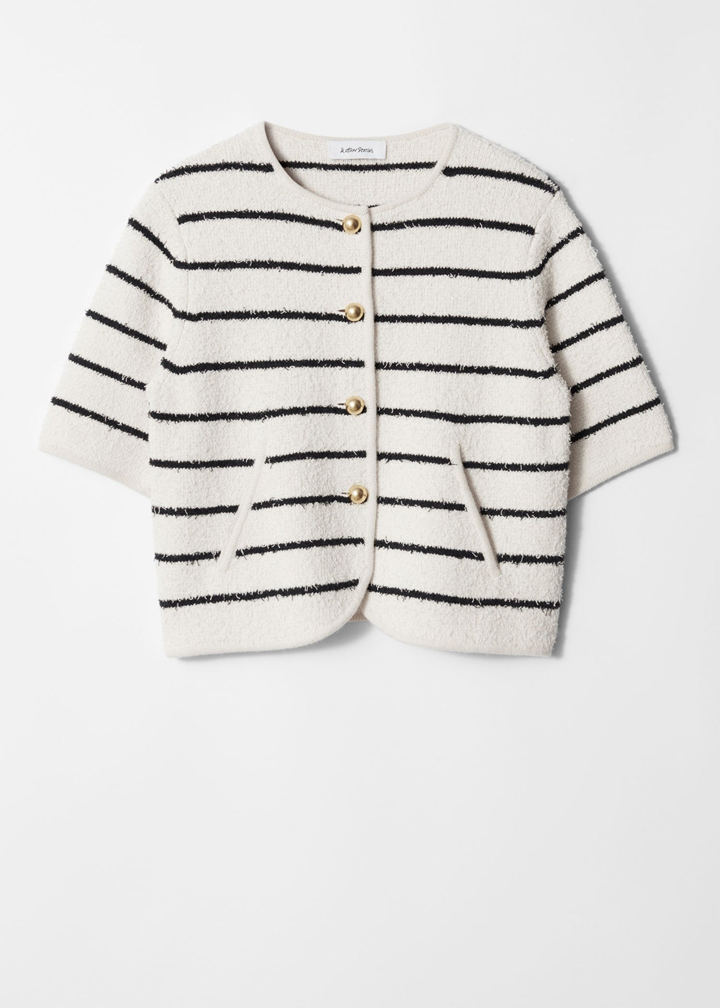 Textured Short-Sleeve Cardigan