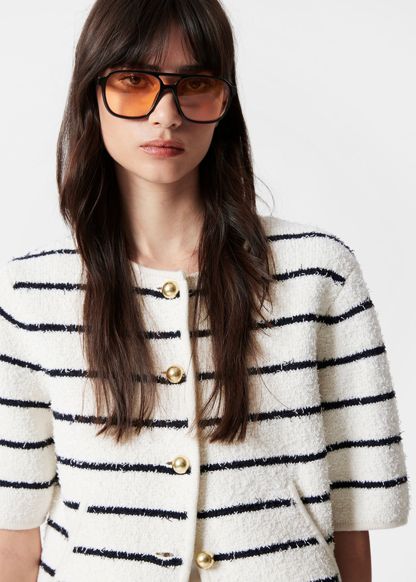 Textured Short-Sleeve Cardigan