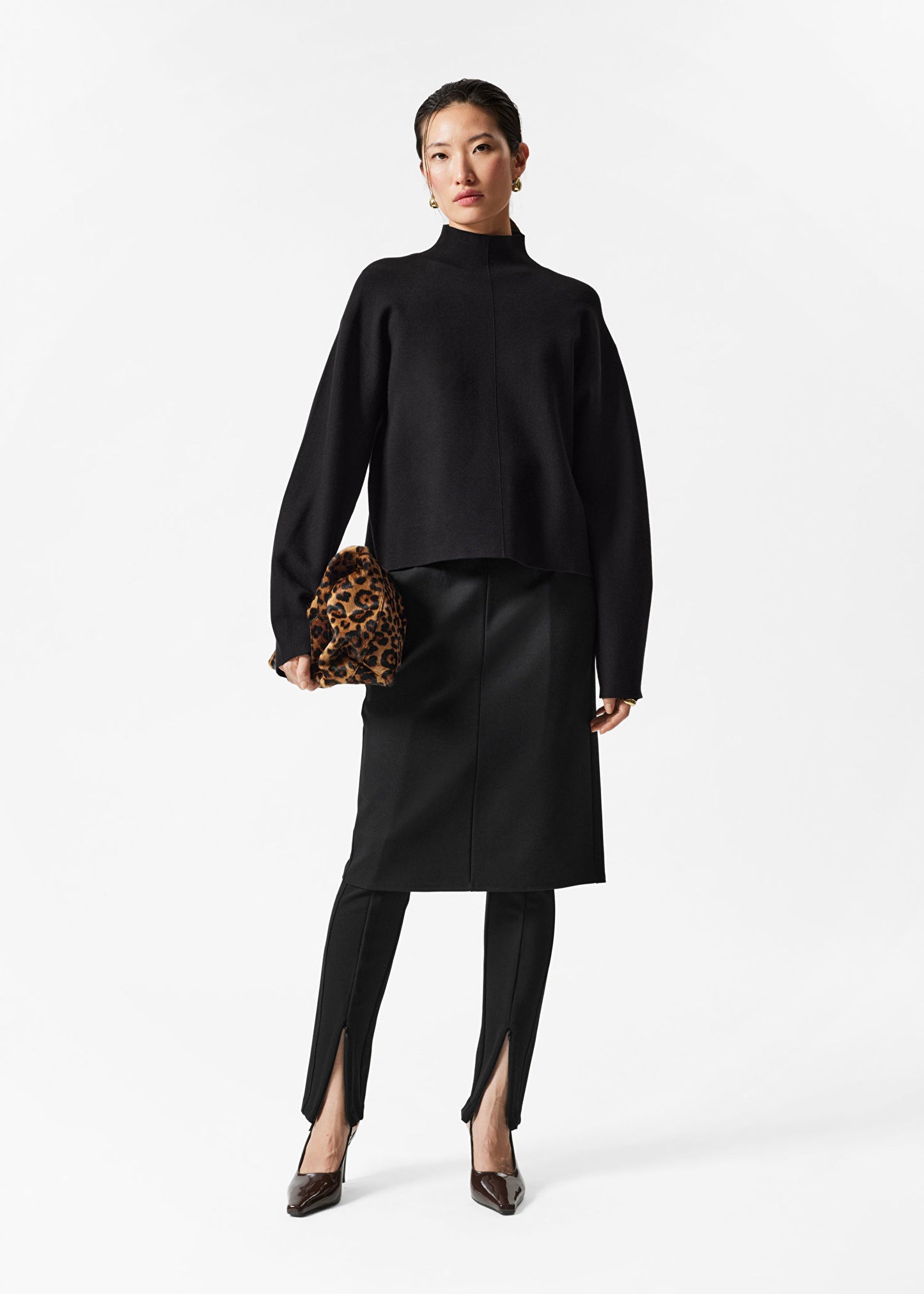 Mock-Neck Double-Knit Jumper