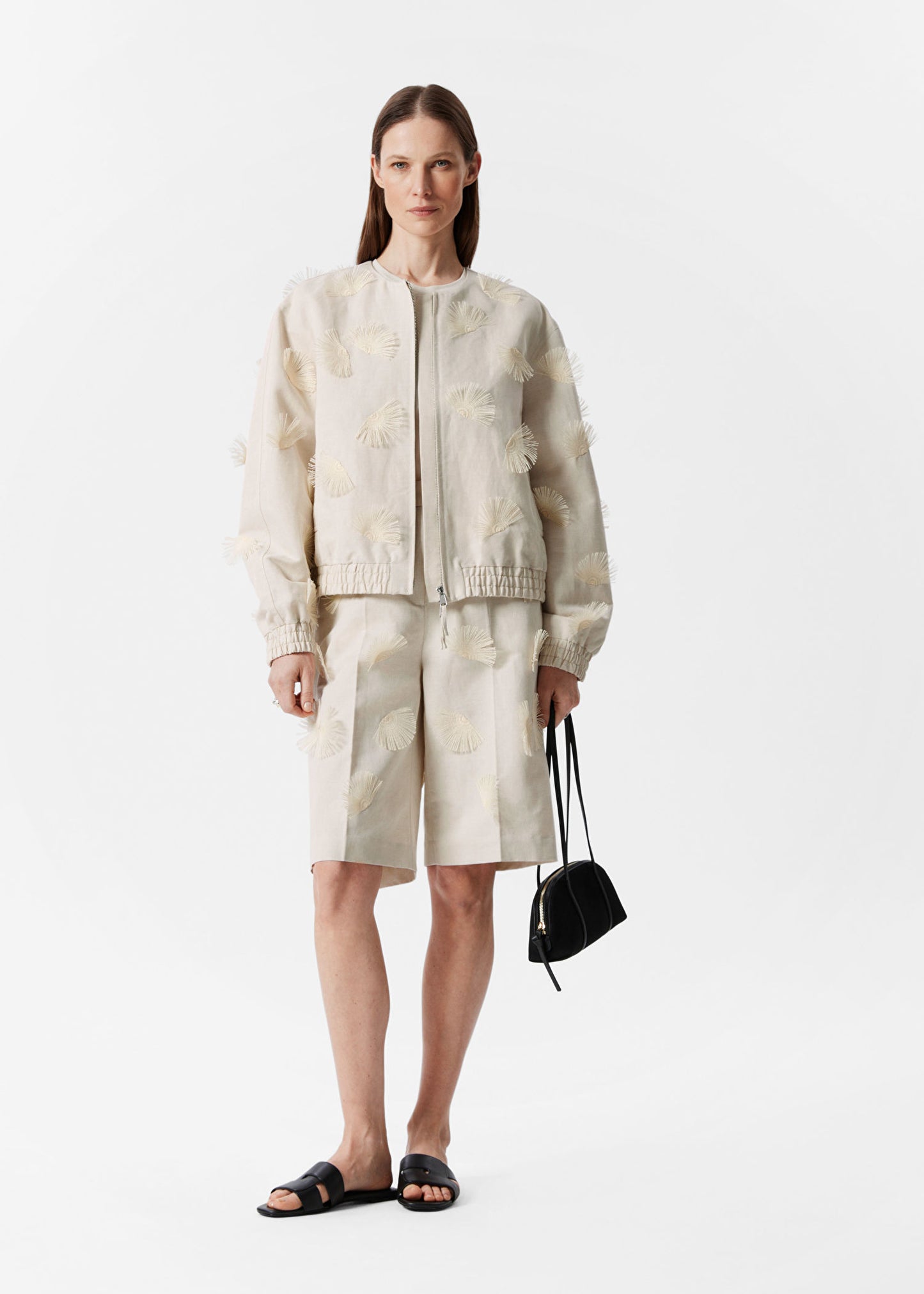 Linen-Blend Embroidered Jacket
