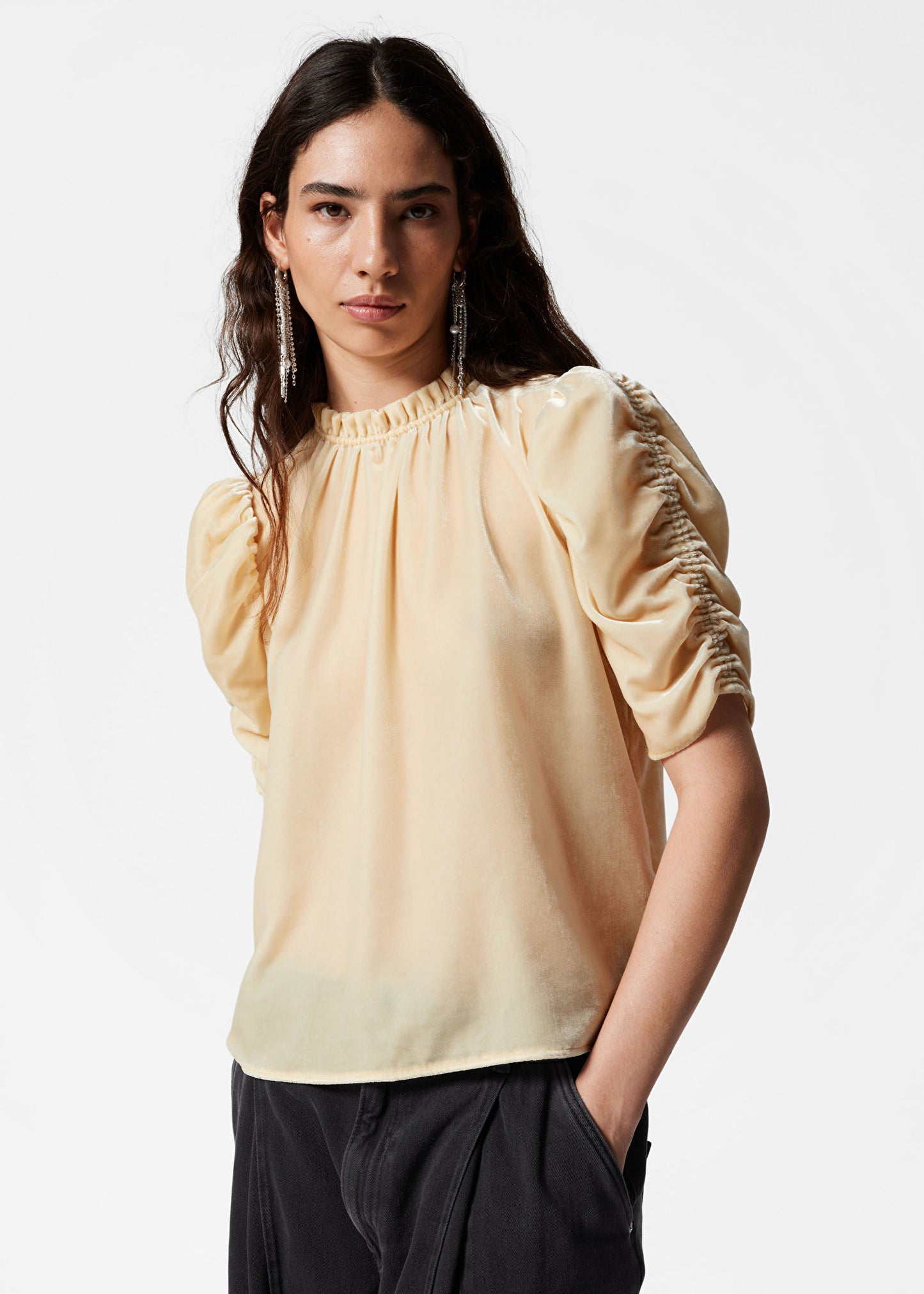 Puff Sleeve Velvet Top