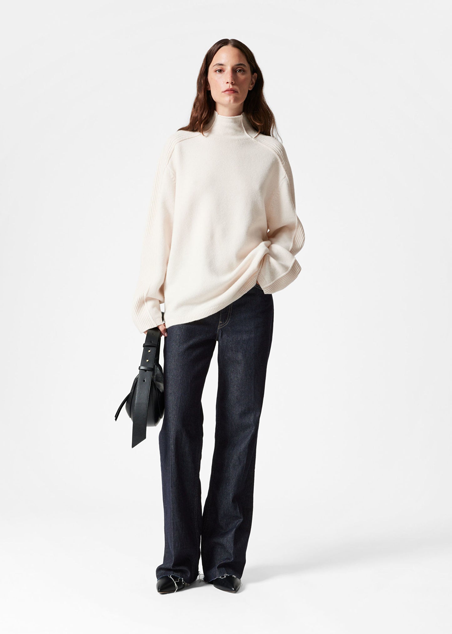 Panelled Wool Turtleneck Jumper