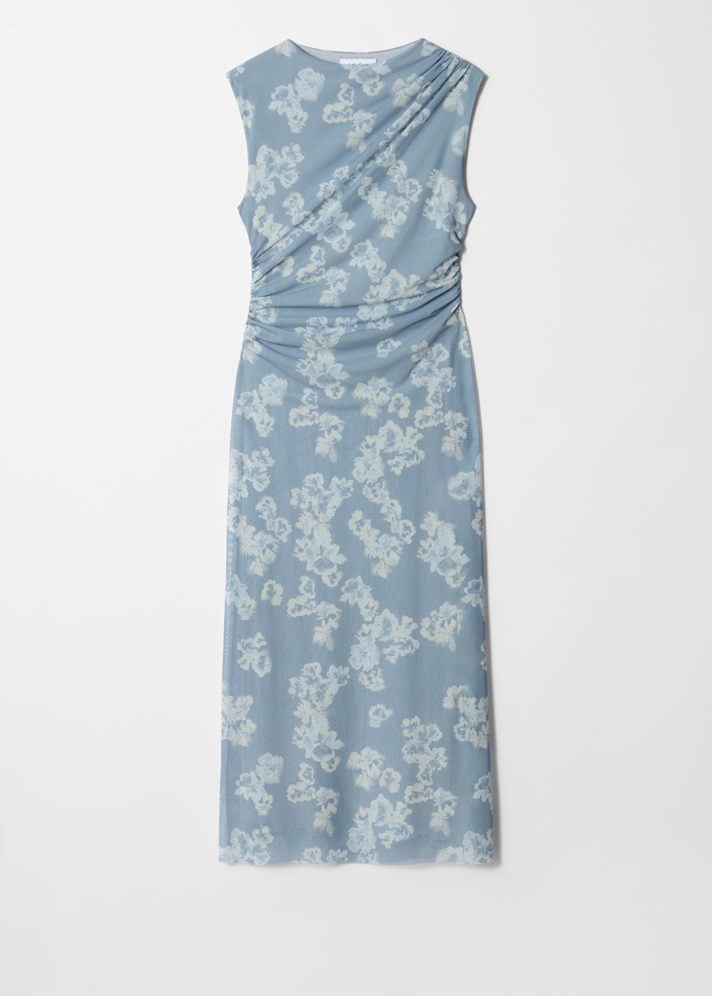 Draped Sleeveless Midi Dress