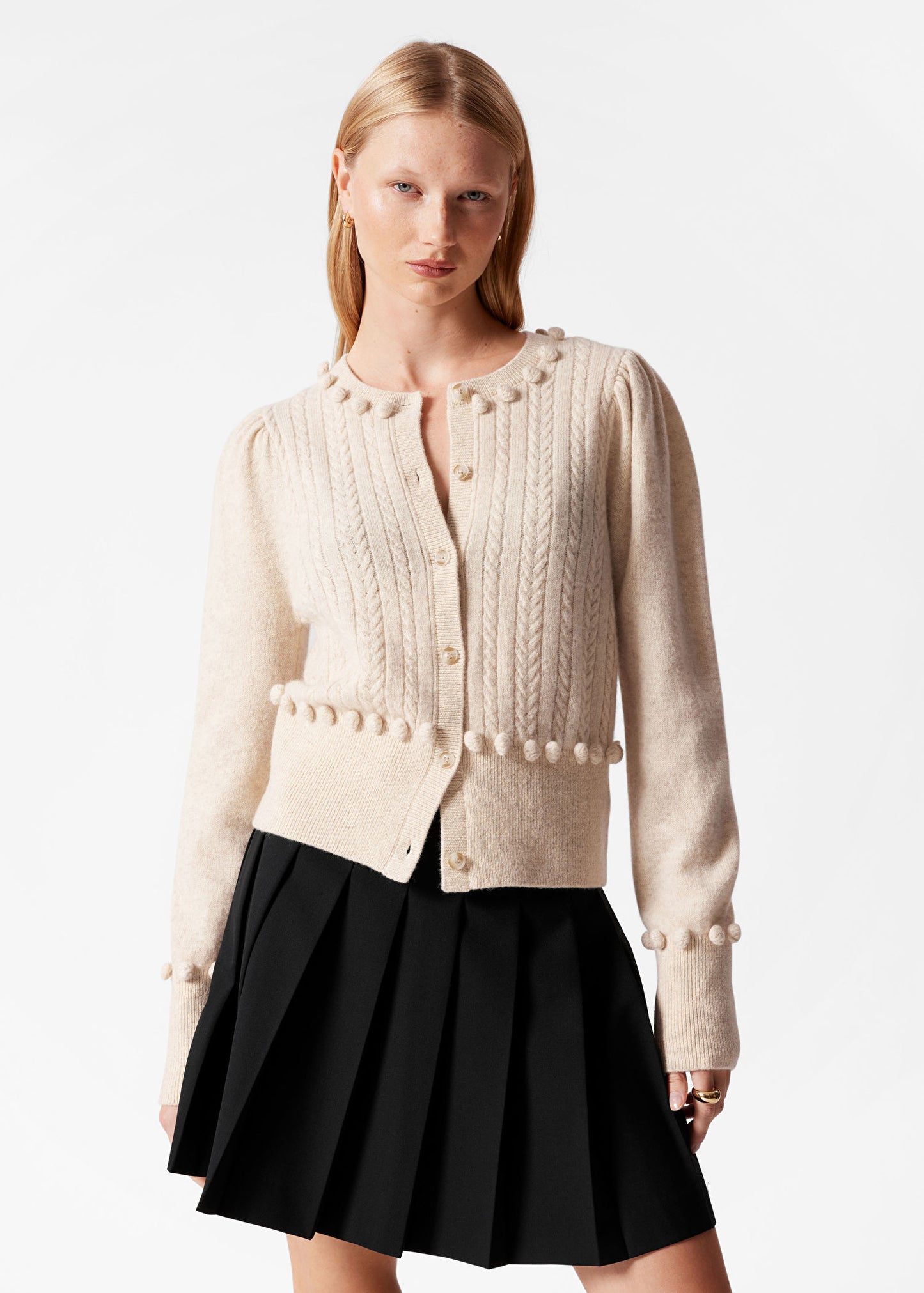 Cable-Knit Wool Cardigan
