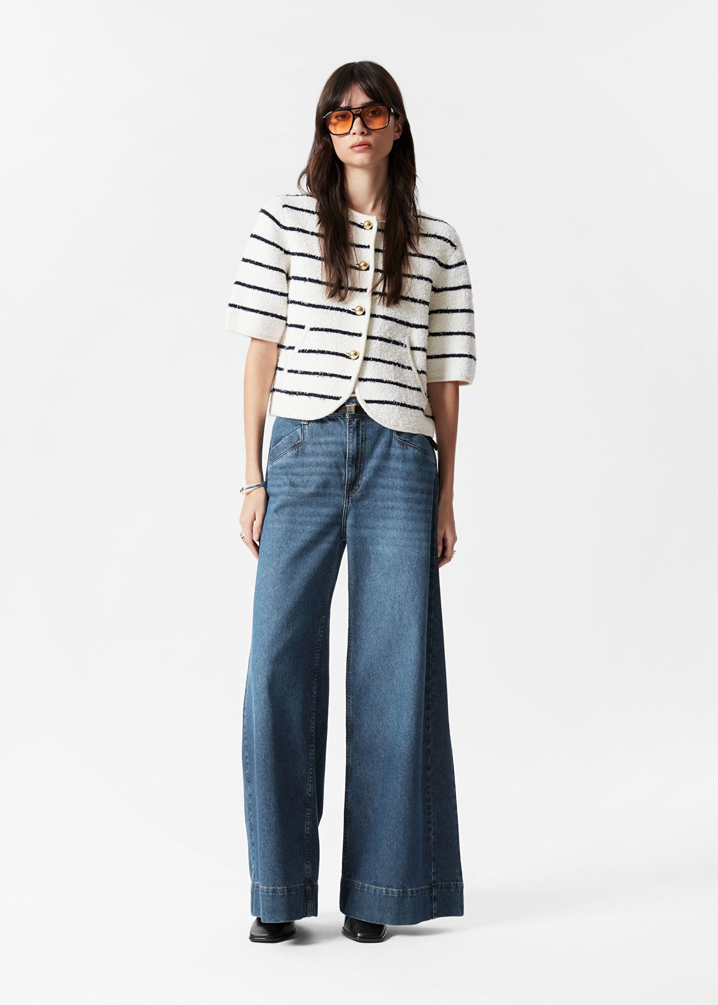 Textured Short-Sleeve Cardigan