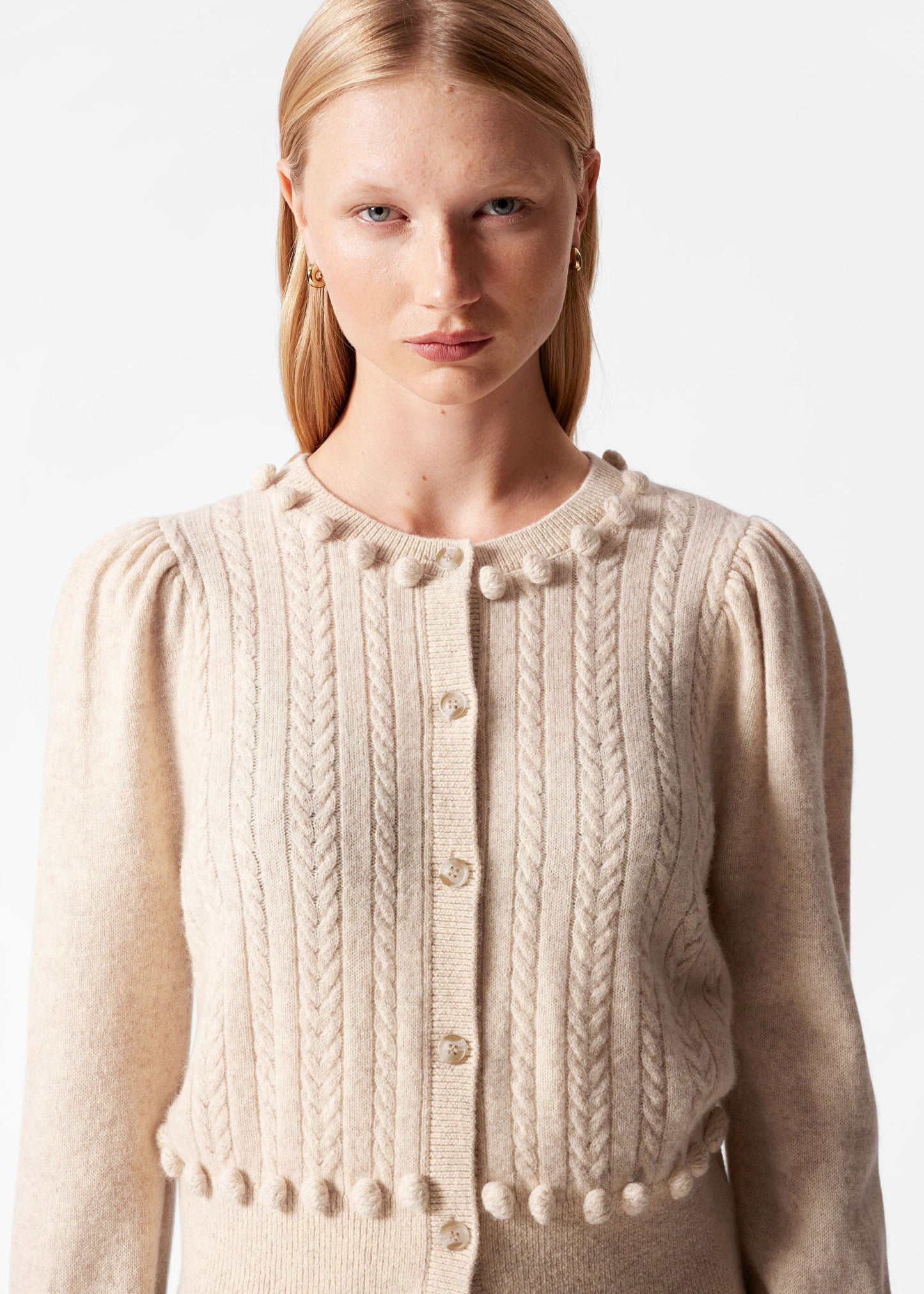Cable-Knit Wool Cardigan
